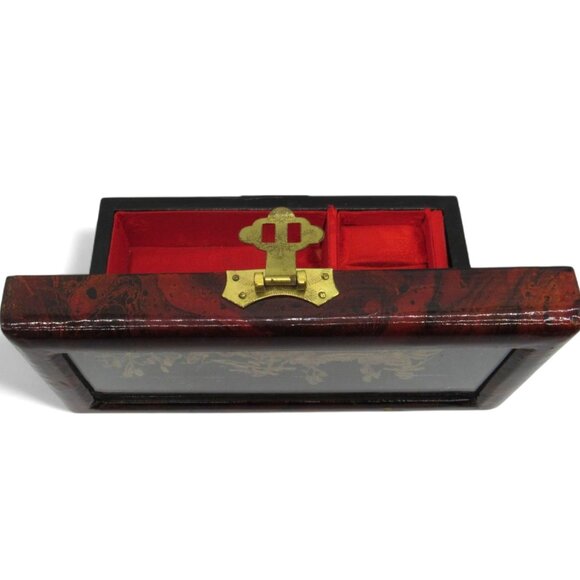 Vintage Oriental Lacquered Wooden JEWELRY BOX 3D Cork Pagoda with Birds - Picture 13 of 13